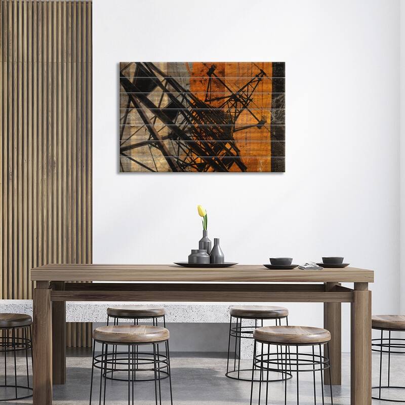 High-Voltage Tower Print On Wood by Irena Orlov - Multi-Color
