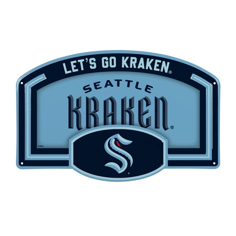 Seattle Kraken Embossed Steel Wall Sign, 11" x 17"