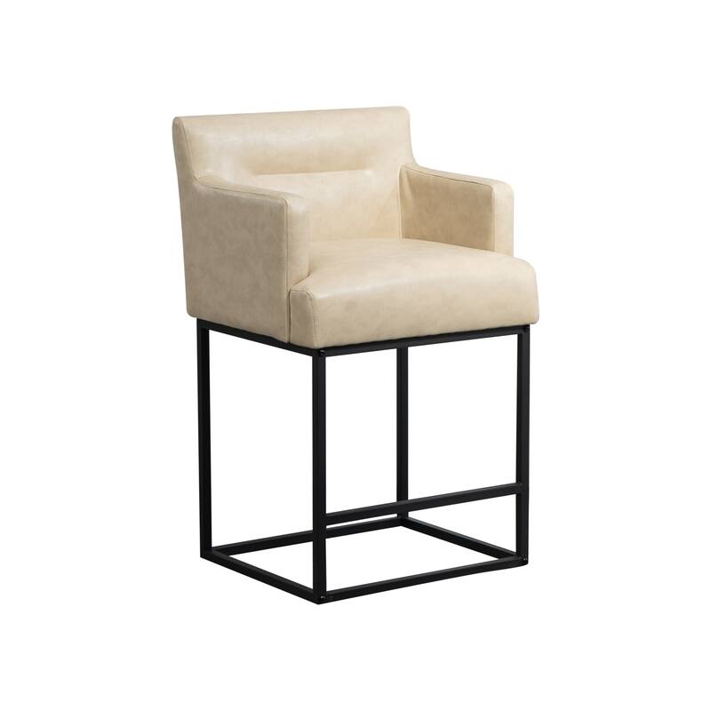 House Hold Counter Height Bar Stools Set of 2,Modern Square PU Bar Stool