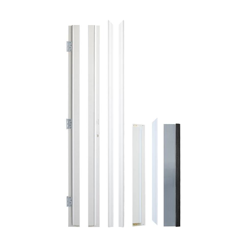 36 x 80 Fiberglass Entry Door, 4-Lite Frosted Glass - Contemporary Style for Home's Front Entrance, Left Hand Inswing - White