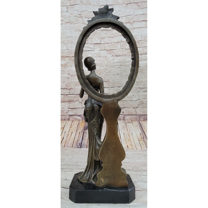 Signed Original Milo 1940 Woman Real Bronze Picture Frame Sculpture