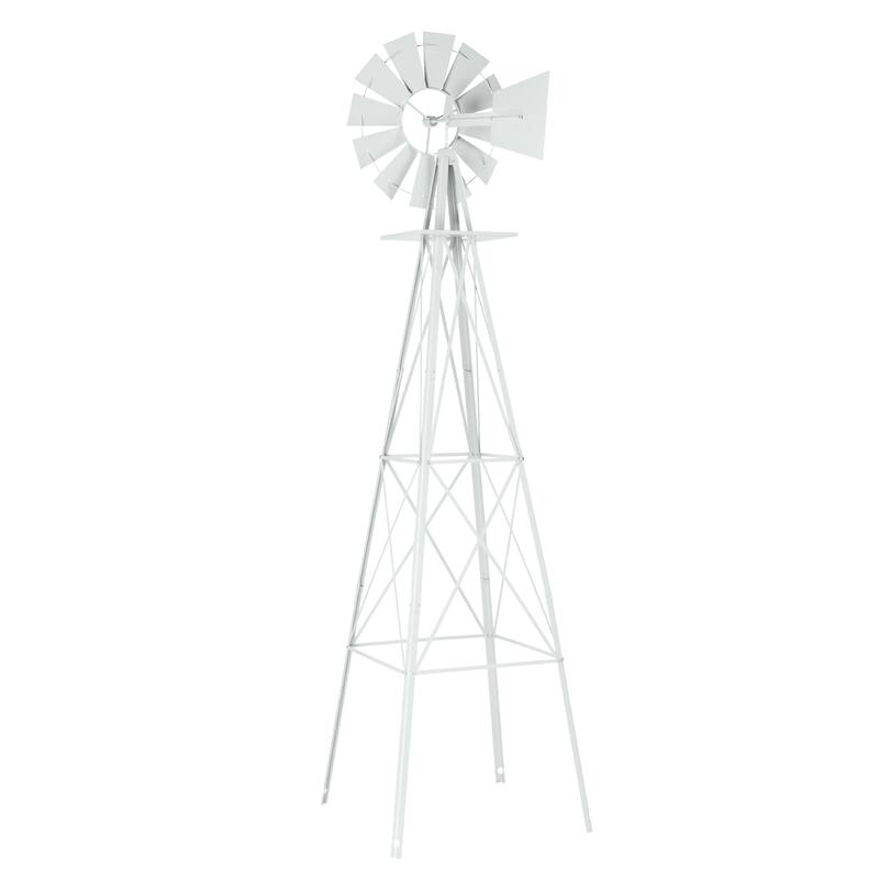 8 Foot Decorative Steel Windmill for Garden Lawn Patio Outdoor Decor Functional Wind Direction Indicator Weather Resistant