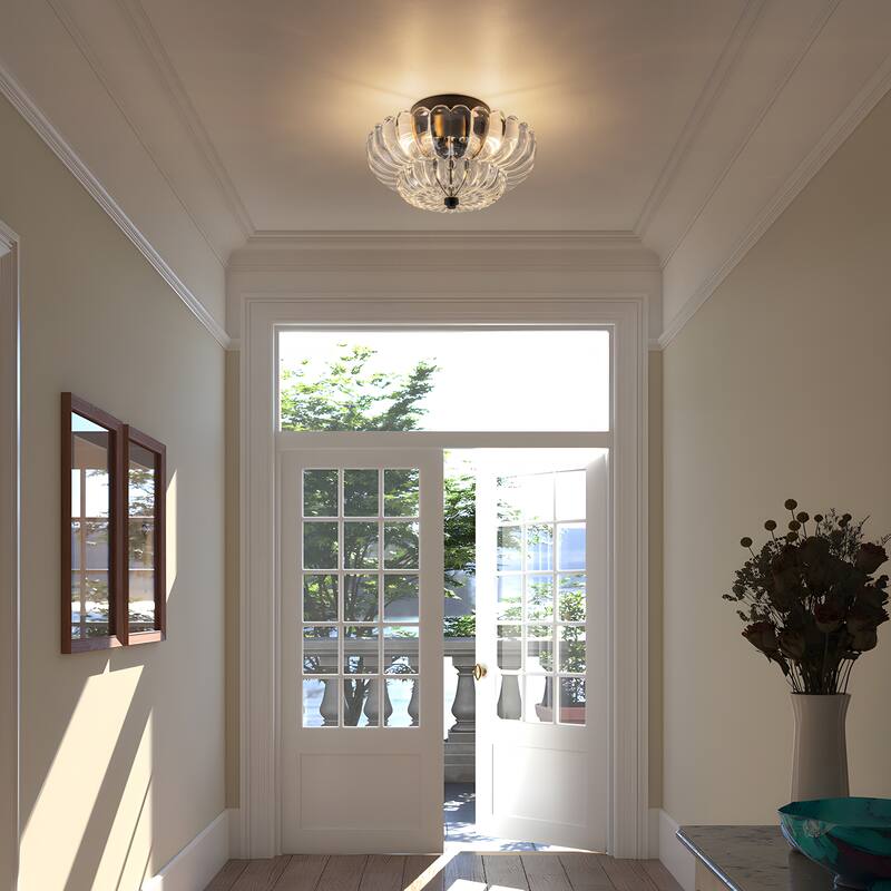 Starsky Modern 3-light Glass Semi Flush Mount - N/A