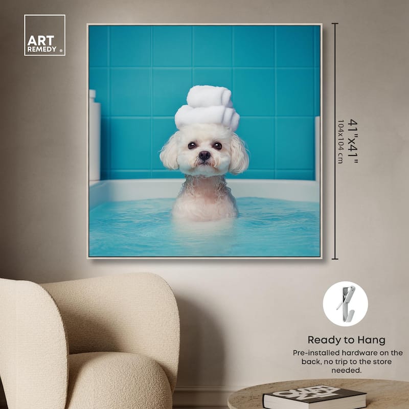 Fluff in the Tub Canvas by Art Remedy