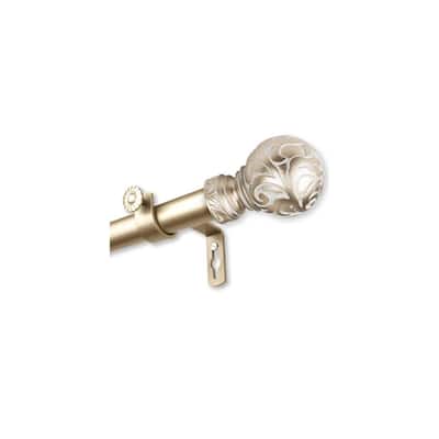 Adjustable Curtain Rod 160-240 Inch - Single Rod for Windows, Light Gold Finish, Elegant Drapery Hardware - M