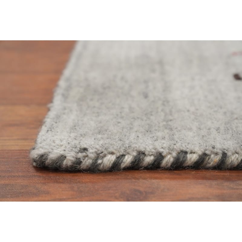 Hand Knotted Oriental 100% Wool Carpet Tribal Animal Pictorial Greys & Charcoal Gabbeh Area Rug - 7' 9'' X 5' 0''