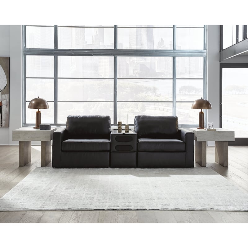 Signature Design by Ashley ModMax II Black 3-Piece Sectional Loveseat with Audio Console - 93" W x 38" D x 36" H