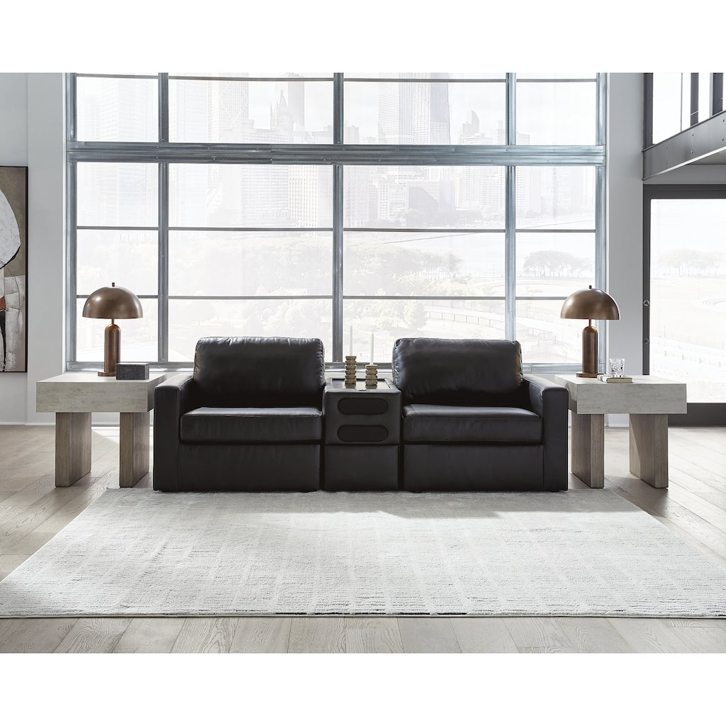 Signature Design by Ashley ModMax II Black 3-Piece Sectional Loveseat with Audio Console - 93" W x 38" D x 36" H