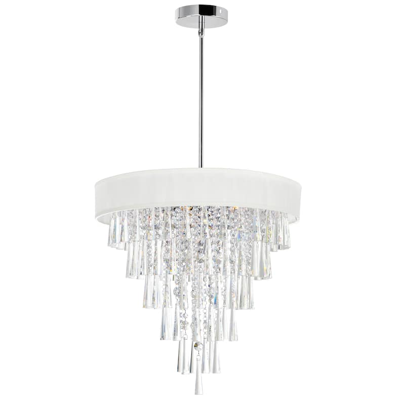 Franca 8 Light 22in Chrome Chandelier with Off White Shade - Chrome