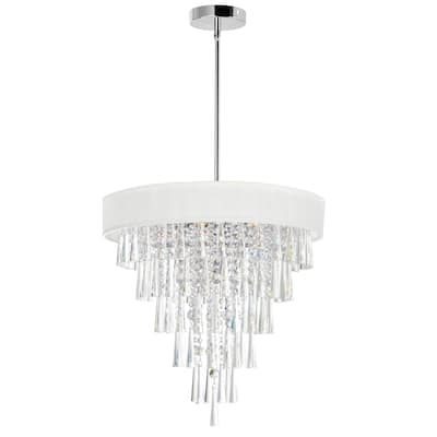 Franca 8 Light 22in Chrome Chandelier with Off White Shade