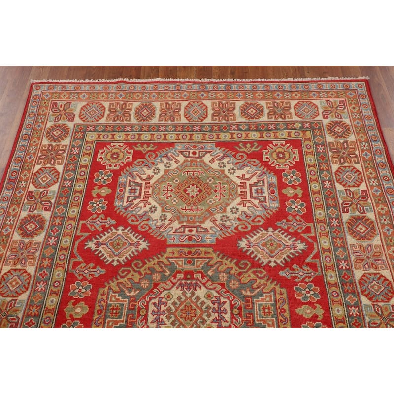 Oriental Red Kazak Area Rug Handmade Traditional Wool Carpet - 4'9" x 6'7"