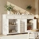 preview thumbnail 4 of 33, 59.1''Sideboard Buffet White Mid-Century Modern Contemporary Lacquered Credenza with Drawers and Doors