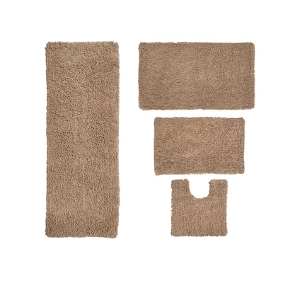 Home Weavers Fantasia Collection Absorbent Cotton 4 Piece Set Machine Washable Rugs-17"x24", 21"x34", 20"x20", 21"x54"