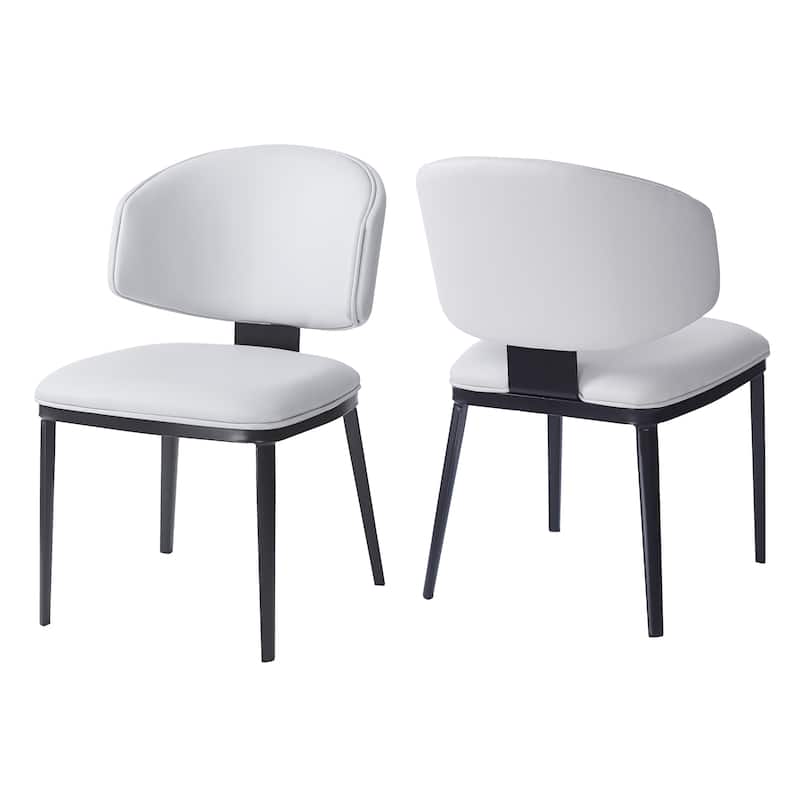 PU Leather Upholstered Dining Chairs Set of 2, Ergonomic Kitchen Side Chairs, Accent Chair with Curved Backrest & Metal Legs