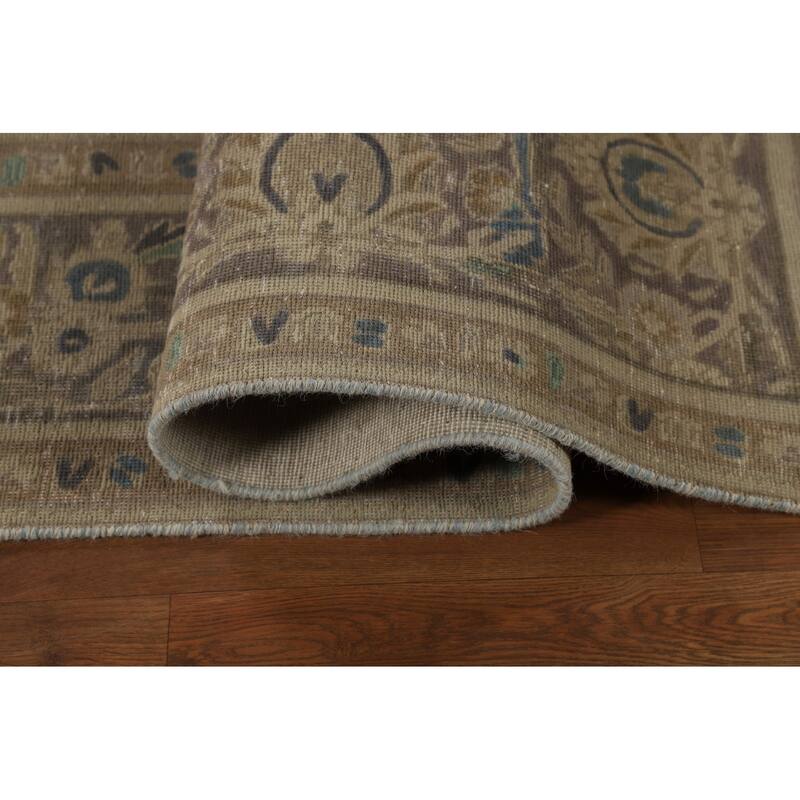 Floral Tabriz Persian Area Rug Hand-Knotted Blue Wool Carpet - 9'10"x 12'10"