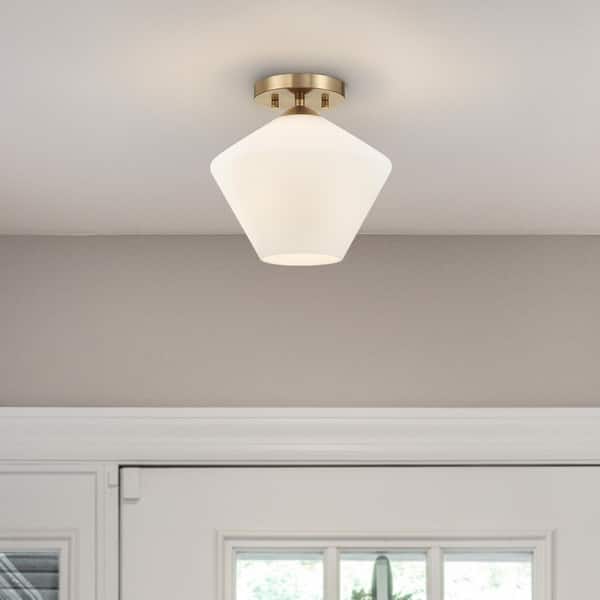 slide 2 of 6, Hunter Celestial Valley 1 Light Flush Mount Ceiling Light - Modern - Hallway, Bathroom, Entry, Laundry - Damp Rated! - 1-Light Alturas Gold
