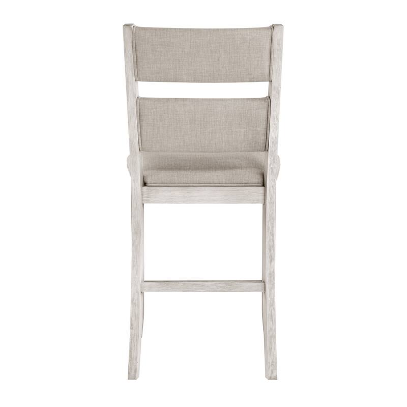 7pc Counter Height Dining Set Antique White Finish Table with Storage Drawers Wine-Rack Shelves 6x Chairs