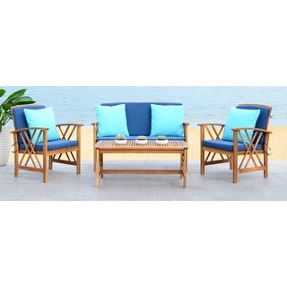 Shop Safavieh Outdoor Living Ozark Brown/ Navy Acacia Wood ... Shop Safavieh Outdoor Living Ozark Brown/ Navy Acacia Wood ... on Safavieh Outdoor Living Montez 4 Piece Set id=74014