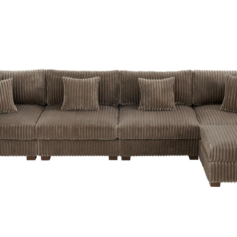 Anne 150" W Upholstered Plush Corduroy Modular Sectional Sofa