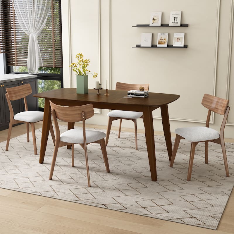 Christopher Knight Home - Olivia Wood Dining Set - 5-pieces - Light Beige+Walnut