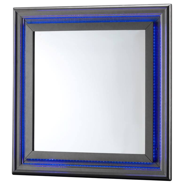 LED Lighted Wooden Framed Square Dresser Mirror - 38" - Black