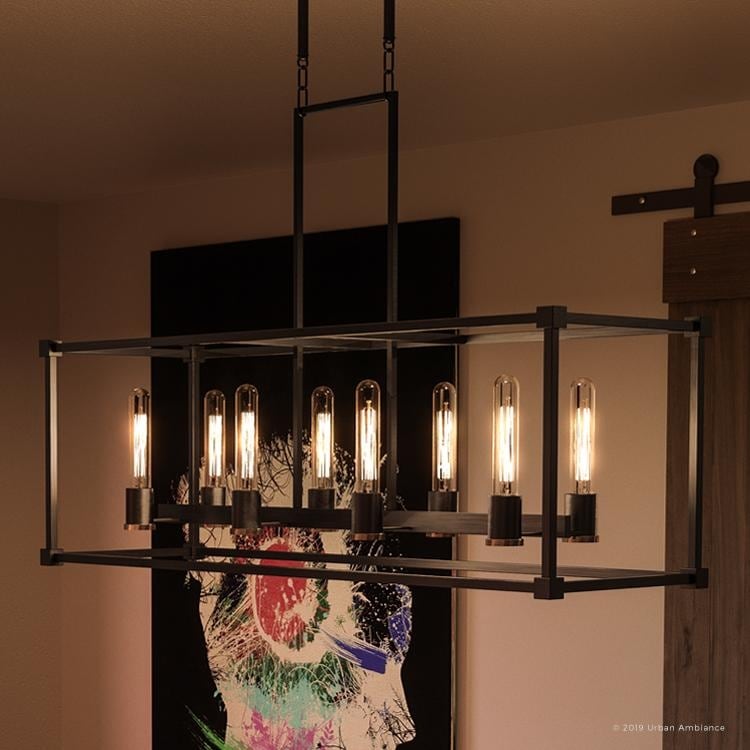 Luxury Rectangular Chandelier, 28.5"H x 40"W, with Modern Style, Natural Black Finish by Urban Ambiance (60 to 100 Watts - Steel - N/A - 7 to 10 - - Chandeliers For Bedrooms by Overstock.com