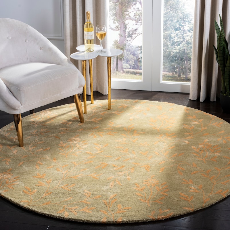 SAFAVIEH Handmade Soho Jerrica N.Z. Wool Rug - 6' Round - Sage/Rust