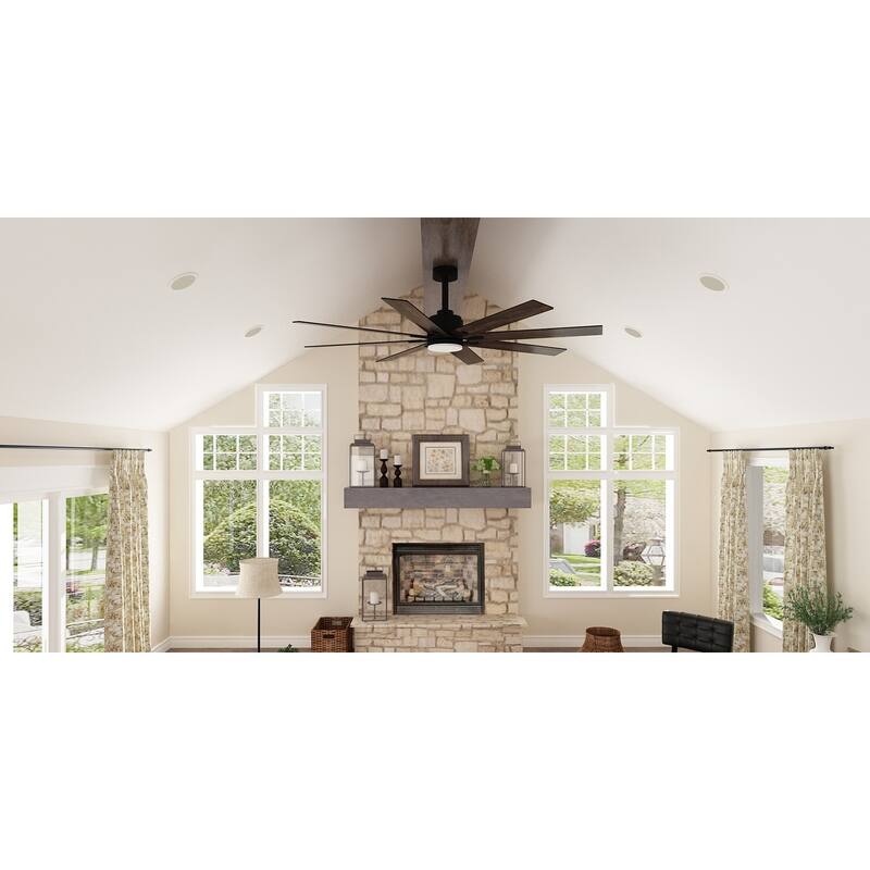 72-Inch Ceiling Fan with Dual-Tone Blades and 3-Color LED Light