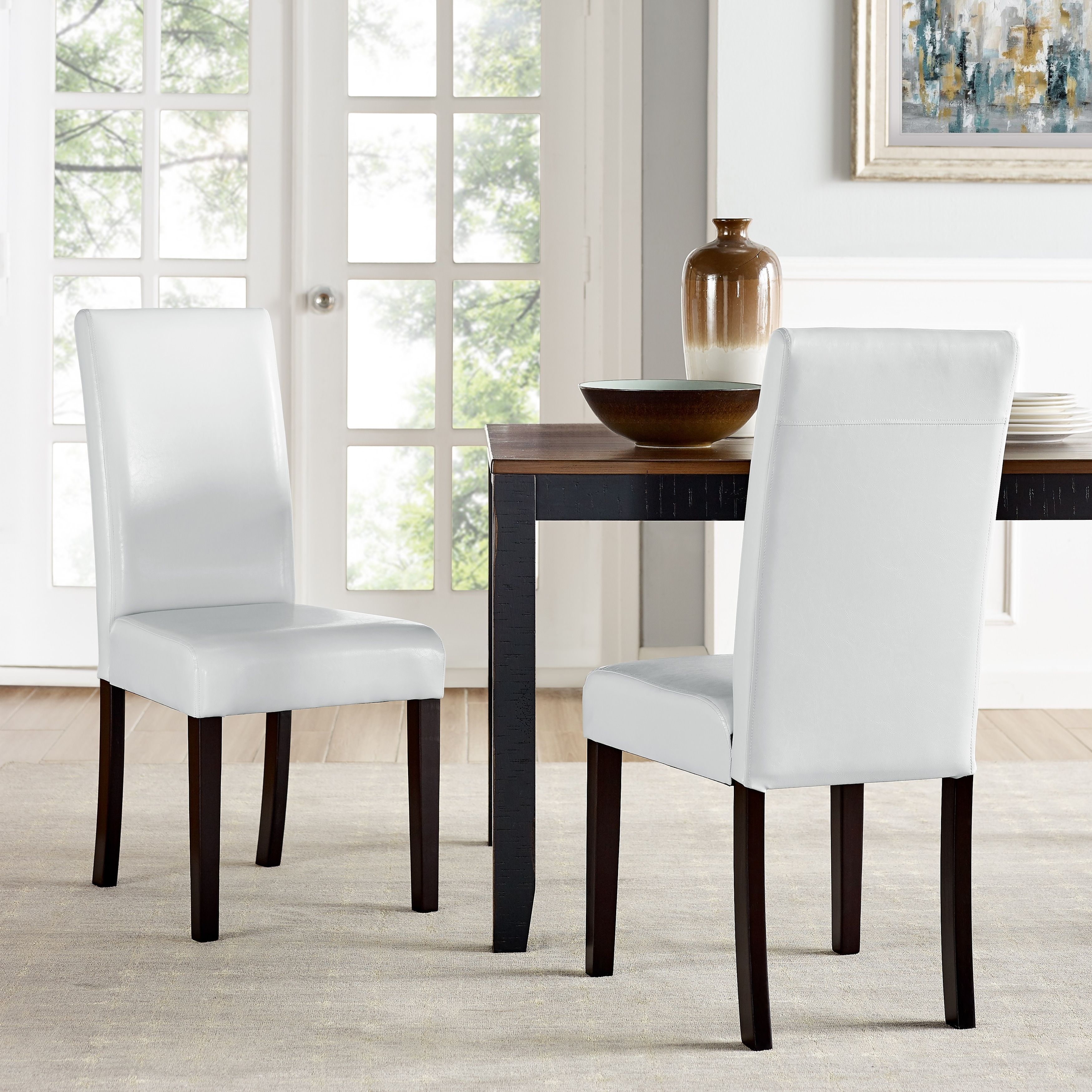 Monsoon Villa Faux Leather Parson Dining Chairs Set of 2 On