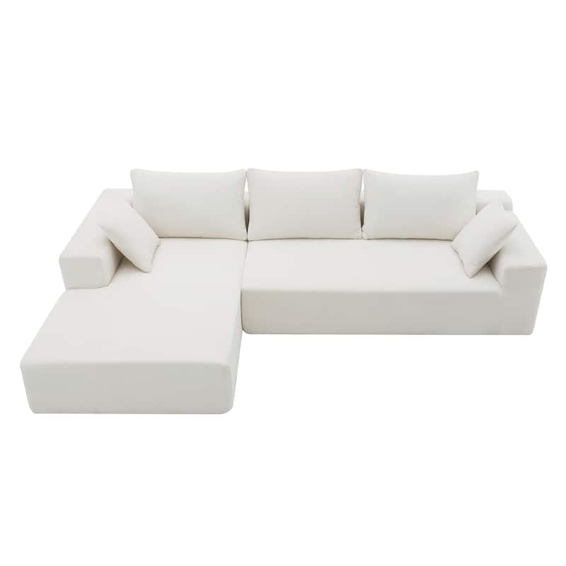 109-inch Green Modular L-shaped Minimalist Upholstered Sectional Sofa Set with Two Pieces Combination - 109"W x 68"D x 28.5"H - Cream