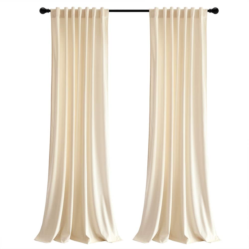 Lush Decor Prima Velvet Solid Light Filtering Back Tab Rod Pocket Window Curtain Panels Set