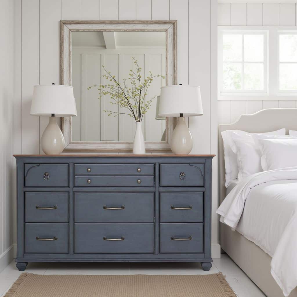 Bridgevine Home Americana Dresser, No Assembly Required, Corduroy Blue Finish