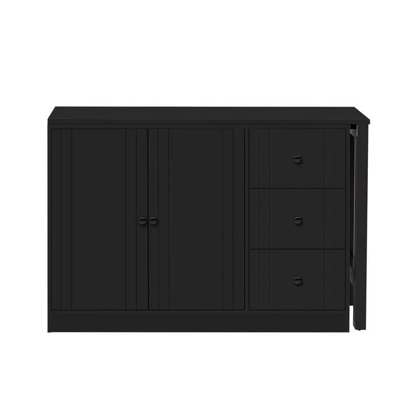 Multifunctional 89.7" Wooden Sideboard with Extendable Table and Storage for Living Room Organization