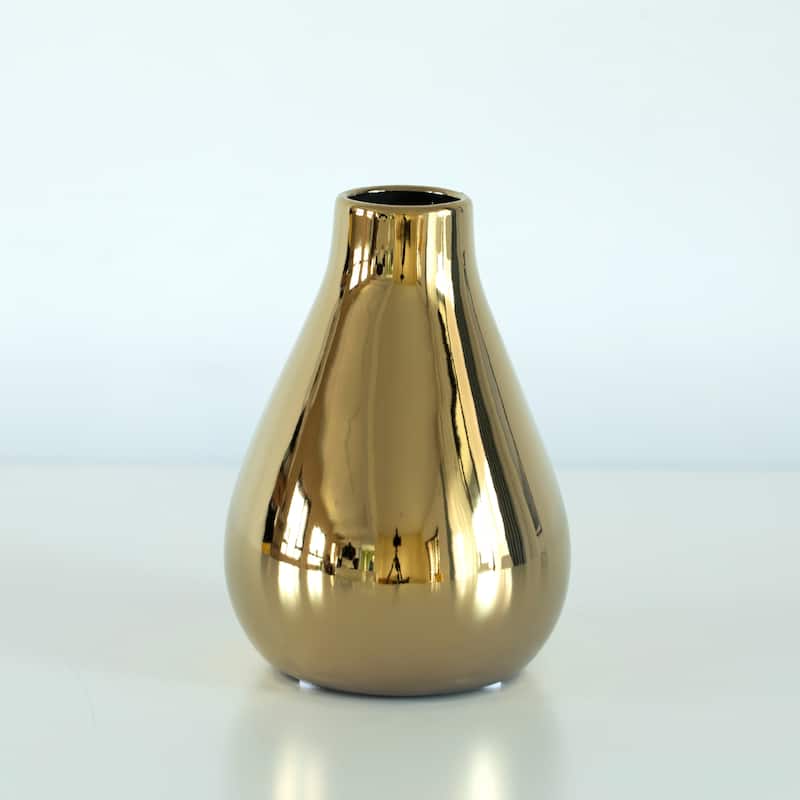 Decorative Ceramic Modern Centerpiece Table Flower Vase, Gold