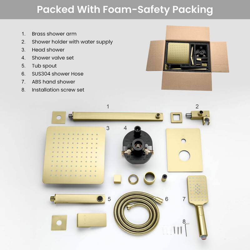 Cube Pressure Balanced 3-Function Shower System with Rough-In Valve