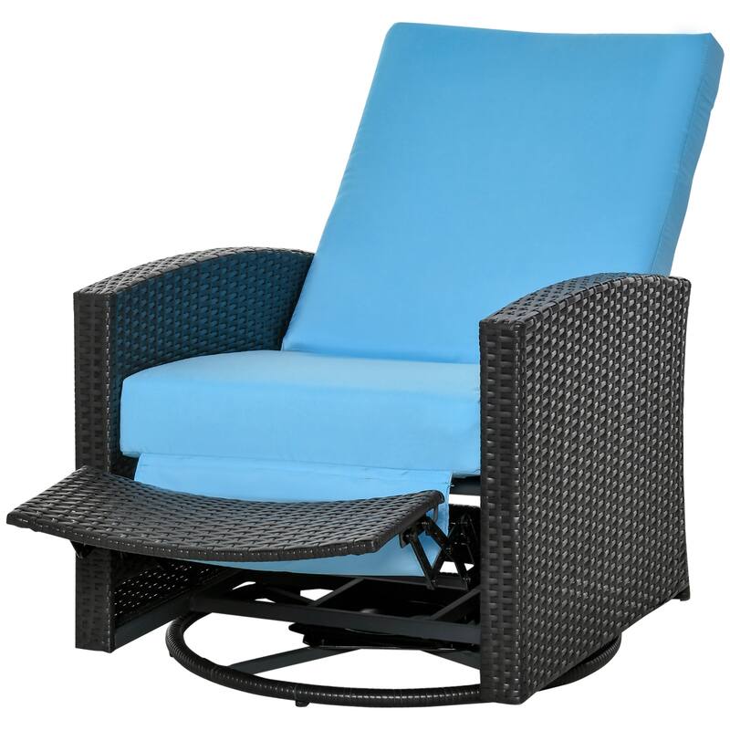 Outsunny Outdoor Wicker Swivel Recliner Chair (Excluding the table)