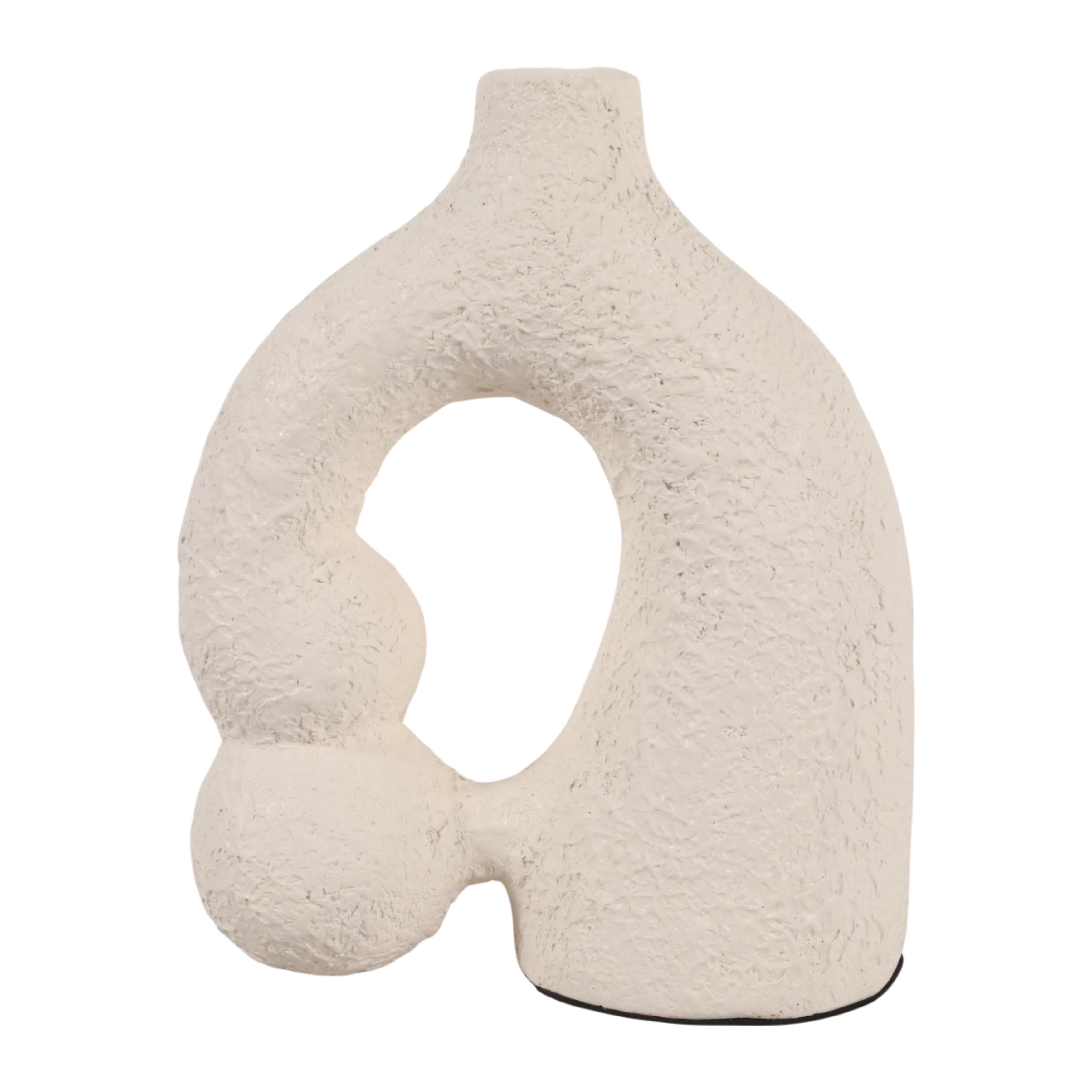 Abstract Cutout Sculptural Terracotta Flower Vase - White & Ivory