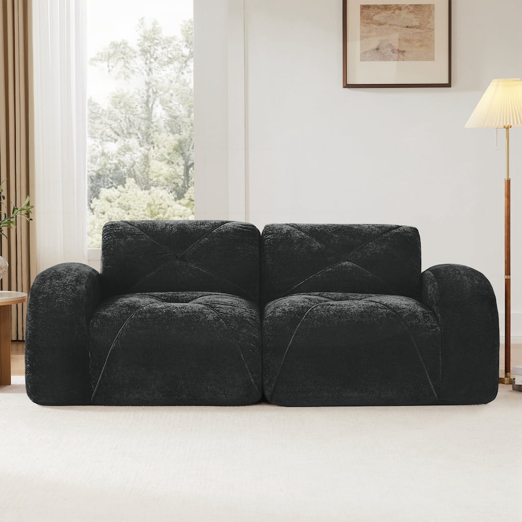 Sofa Couches With boneless Sofa,Soft Velvet Fabric,Bottom Anti-Slip Design