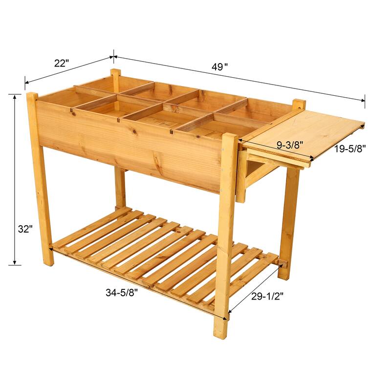 8-Pocket Wood Raised Garden Bed, Foldable Design for Herbs Veggies
