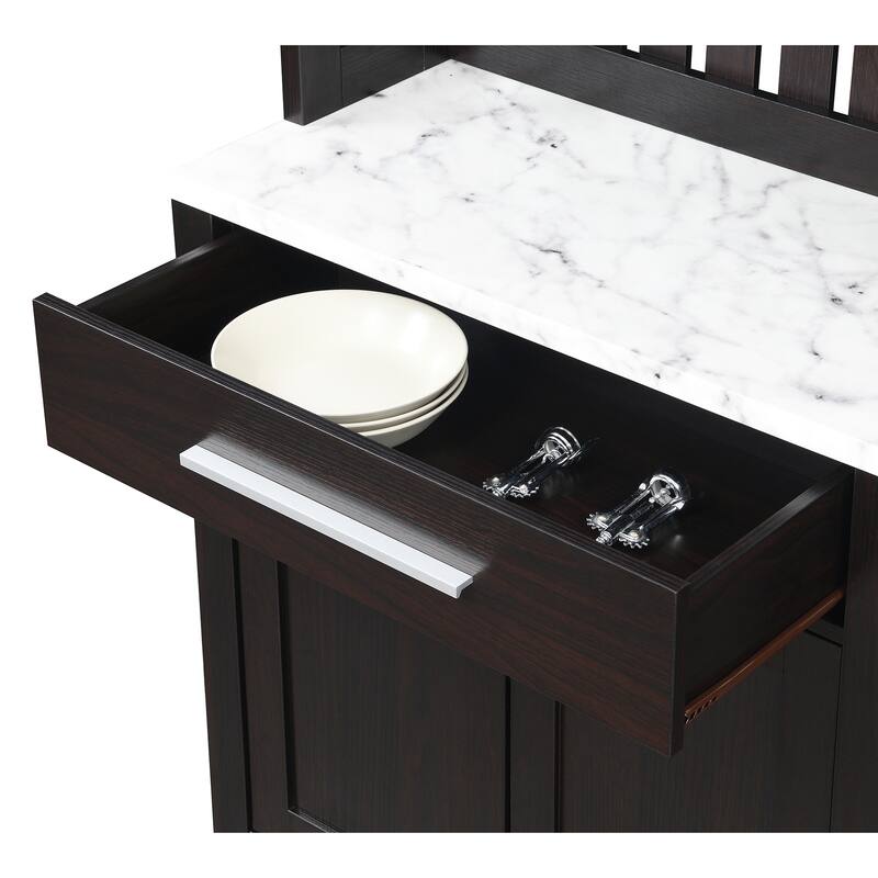 Convenience Concepts Sawyer 1 Drawer Wine Bar with Storage Cabinet and Shelves