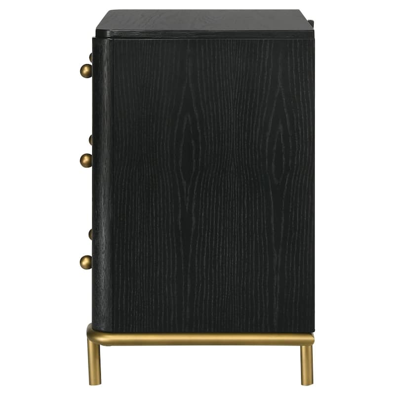 Anser Black 3-Drawer Nightstand
