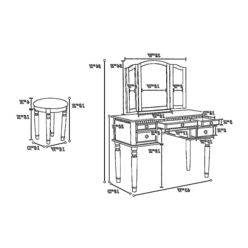 Commodious Vanity Set Featuring Stool And Mirror Black