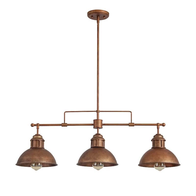 Industrial 3-Light Dome Kitchen Island Pendant - Brushed Black Grey