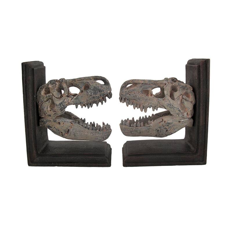 Set Of 2 Tyrannosaurus Rex T-Rex Skull Bookends - 6.5 X 5 X 3.5 inches
