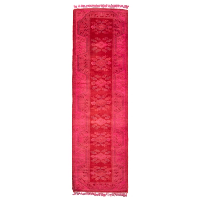 ECARPETGALLERY Hand-knotted Color Transition Red Wool Rug - 2'10 x 9'7 - Red - 2'10 x 9'7