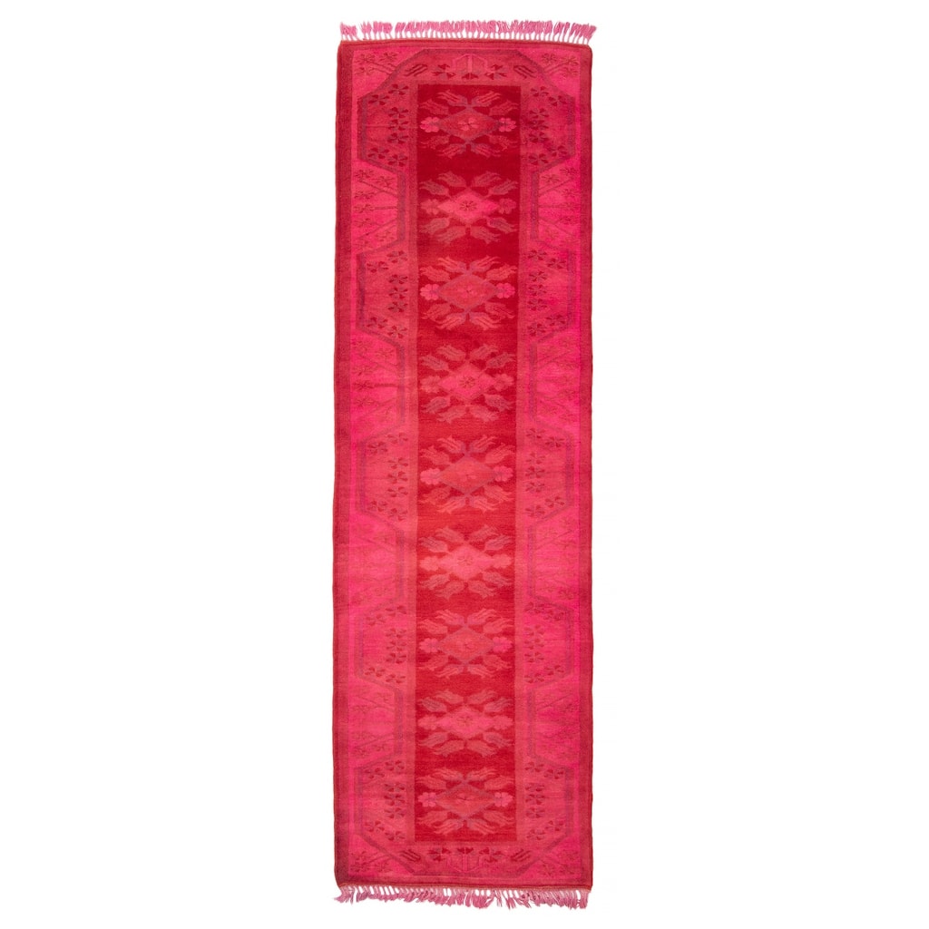 ECARPETGALLERY Hand-knotted Color Transition Red Wool Rug - 2'10 x 9'7