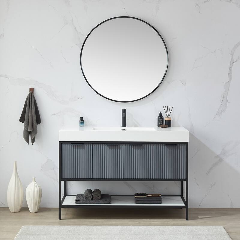 Vinnova Cascante Round Metal Wall Mirror
