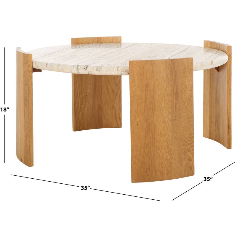 SAFAVIEH Couture Damarcus Travertine Coffee Table - 35"W x 35"D x 18"H