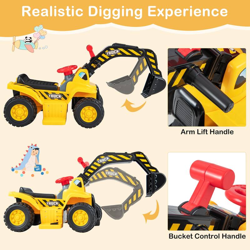 6V Electric Kids Ride On Excavator Pretend Play Toy Tractor