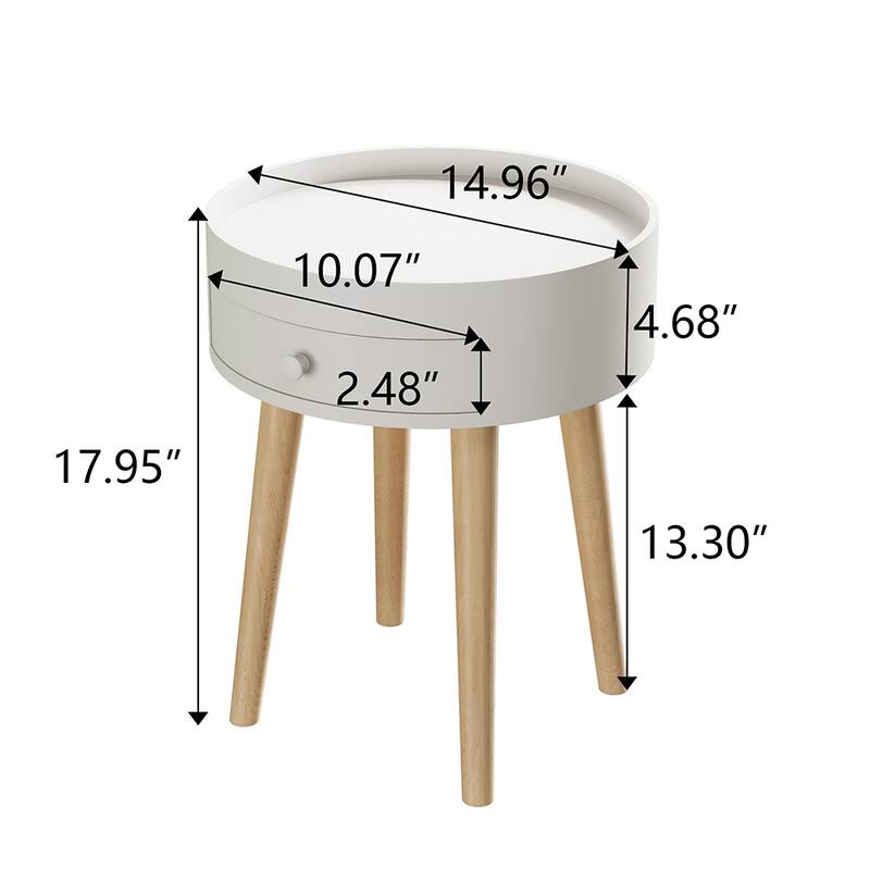 18"H Storage Drawer Bedside Table